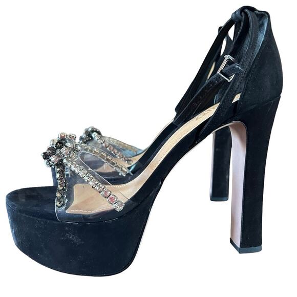 Schultz Jayda Leather Ankle Strap Platform Heels Sandal Jeweled NEW Size 8.5 - Picture 2 of 11